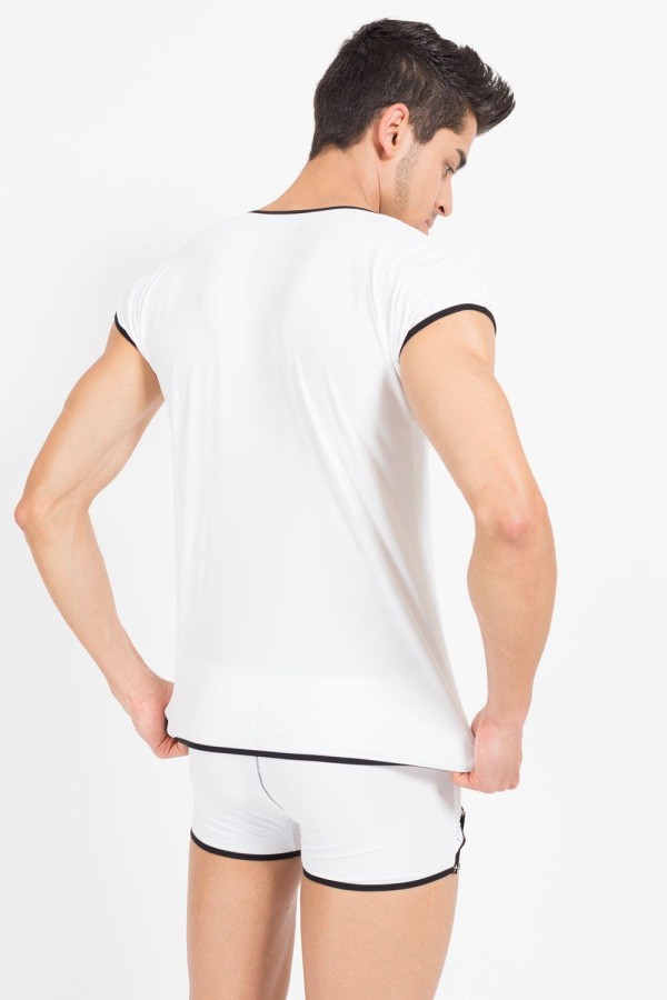 Weiß/Schwarzes V-Shirt Mixing 43-77 von Look Me kaufen | Fesselliebe