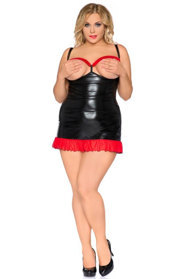 Schwarzes Wetlook Chemise Sb/1011 Sexy Base Kollektion By Andalea kaufen | Fesselliebe