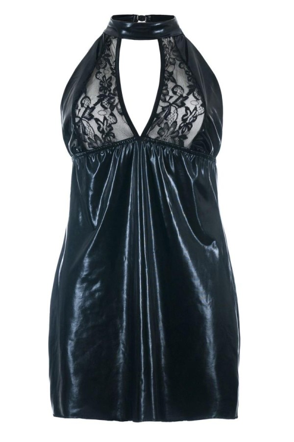 Schwarzes Wetlook Chemise Sb/1001 Sexy Base Kollektion By Andalea kaufen | Fesselliebe