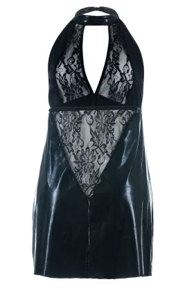 Schwarzes Wetlook Chemise Sb/1001 Sexy Base Kollektion By Andalea