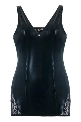 Schwarzes Wetlook Chemise Sb/1002 Sexy Base Kollektion By Andalea