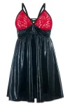 Schwarz/Rotes Wetlook Chemise Sb/1003 Sexy Base Kollektion von Andalea kaufen - Fesselliebe