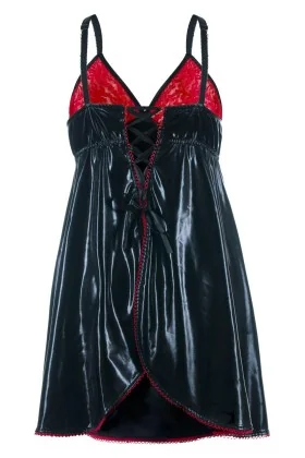 Schwarz/Rotes Wetlook Chemise Sb/1003 Sexy Base Kollektion By Andalea