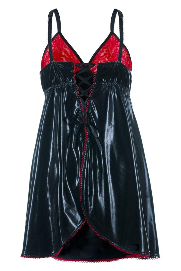 Schwarz/Rotes Wetlook Chemise Sb/1003 Sexy Base Kollektion By Andalea kaufen | Fesselliebe