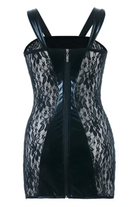 Schwarzes Wetlook Chemise Sb/1004 Sexy Base Kollektion By Andalea