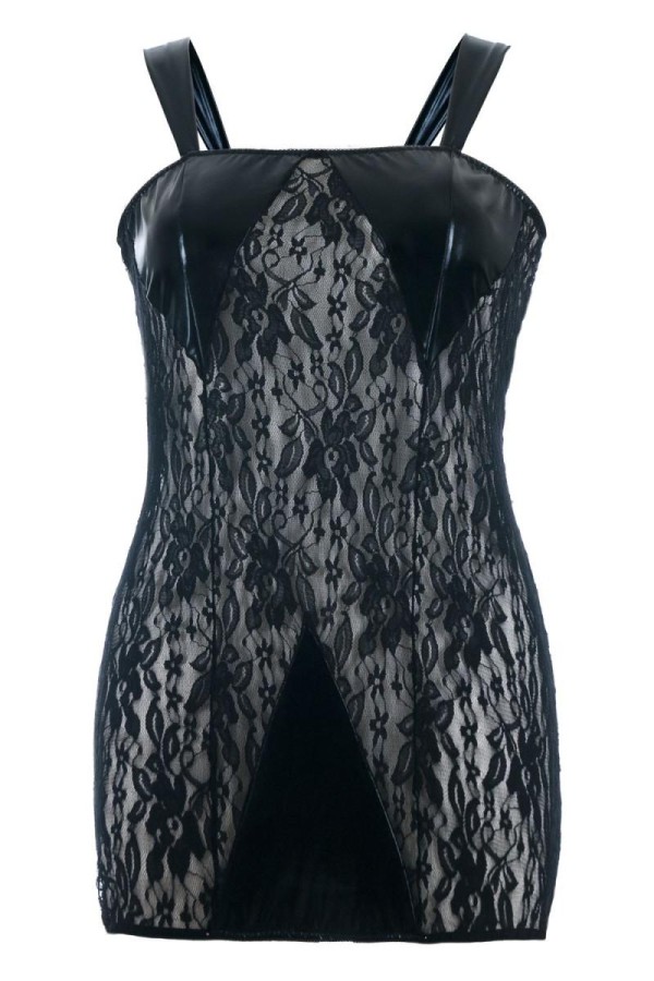 Schwarzes Wetlook Chemise Sb/1005 Sexy Base Kollektion By Andalea kaufen | Fesselliebe