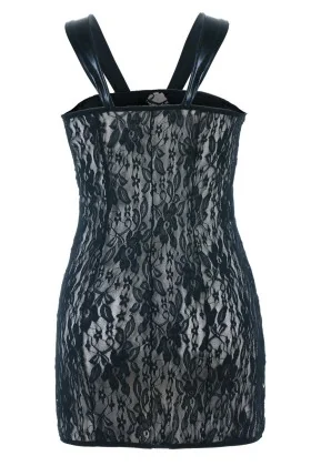 Schwarzes Wetlook Chemise Sb/1005 Sexy Base Kollektion By Andalea