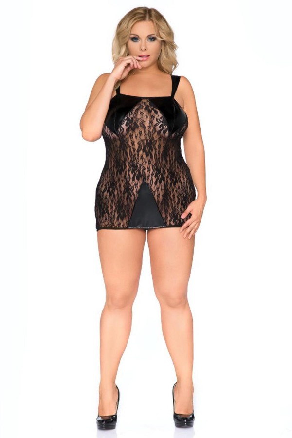 Schwarzes Wetlook Chemise Sb/1005 Sexy Base Kollektion By Andalea kaufen | Fesselliebe