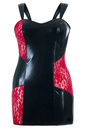 Schwarz/Rotes Wetlook Chemise Sb/1006 Sexy Base Kollektion By Andalea