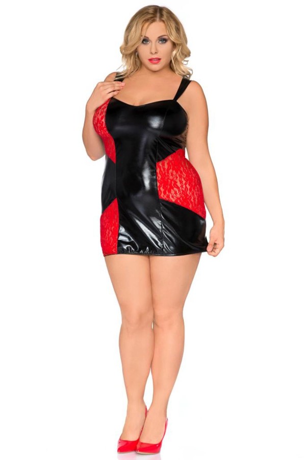 Schwarz/Rotes Wetlook Chemise Sb/1006 Sexy Base Kollektion By Andalea kaufen | Fesselliebe