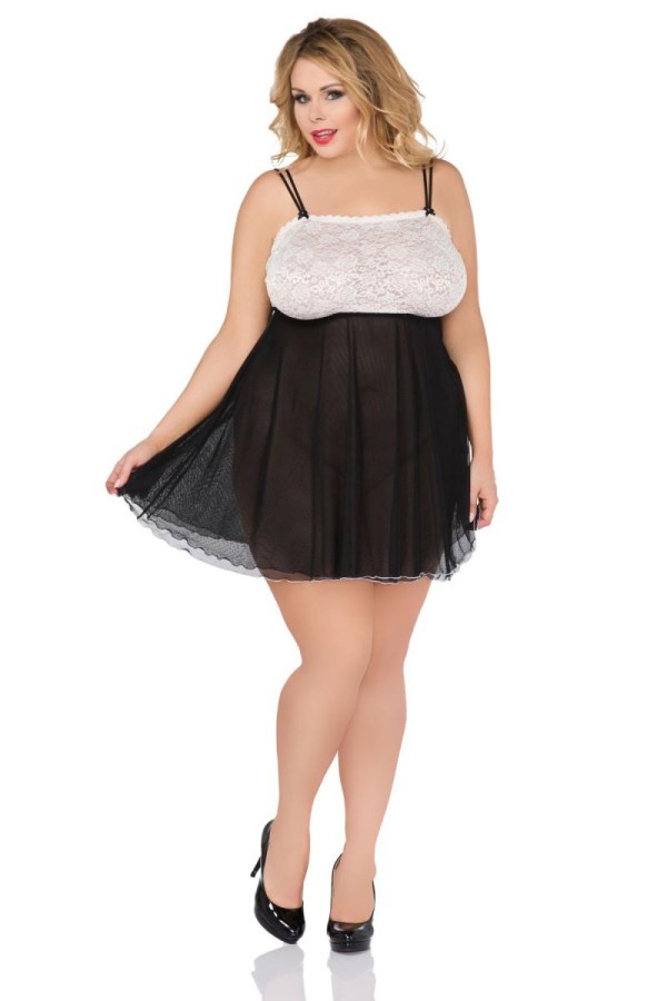 Schwarz/Ecru Chemise Sb/1026 von Andalea kaufen | Fesselliebe