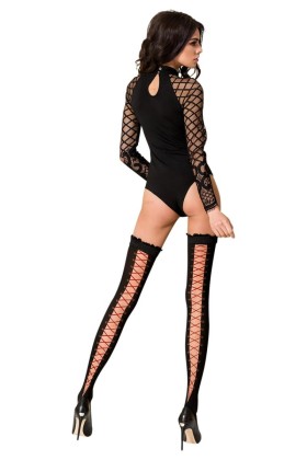 Halterlose Strümpfe St101 Schwarz/Rot von Passion kaufen | Fesselliebe