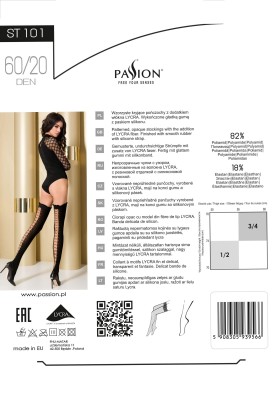 Halterlose Strümpfe St101 Schwarz/Rot von Passion kaufen | Fesselliebe
