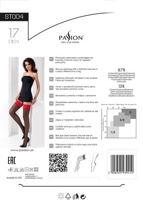 Halterlose Strümpfe St004 Schwarz/Rot von Passion kaufen | Fesselliebe