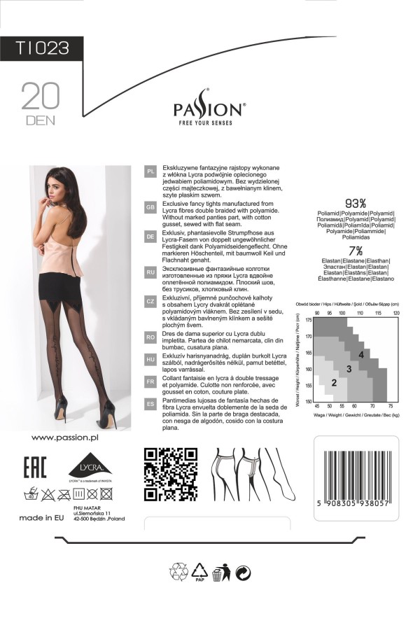 Strumpfhose mit Muster Ti023 Schwarz von Passion kaufen | Fesselliebe