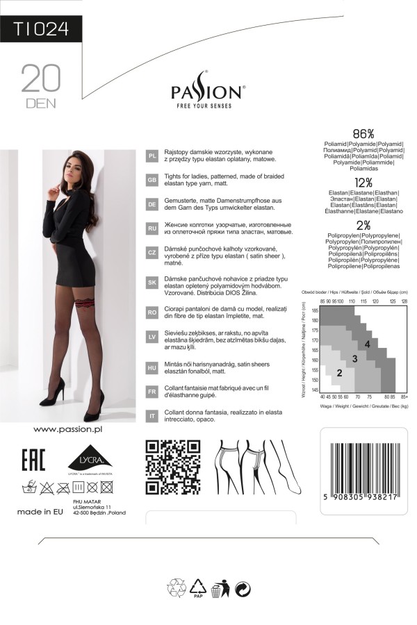 Strumpfhose mit Muster Ti024 Schwarz von Passion kaufen | Fesselliebe