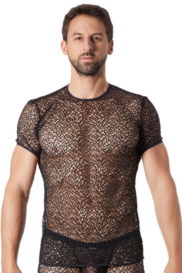 Schwarzes Netz T-Shirt Fetish 810-77 von Look Me kaufen | Fesselliebe