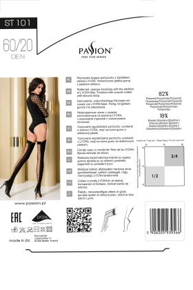 Halterlose Strümpfe St101 Schwarz von Passion kaufen | Fesselliebe