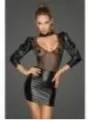 Powerwetlook- und Tüllkleid mit Bauschigen Retro-Glamour-Ärmeln F201 von Noir Handmade Rebillious Collection kaufen - Fessellieb
