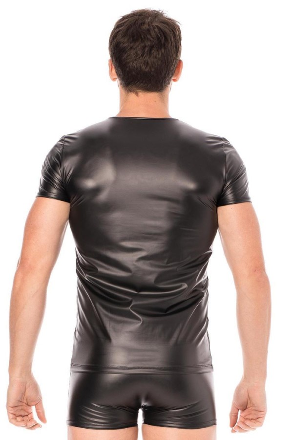 Schwarze Wetlook T-Shirt 2008-81 von Look Me kaufen | Fesselliebe