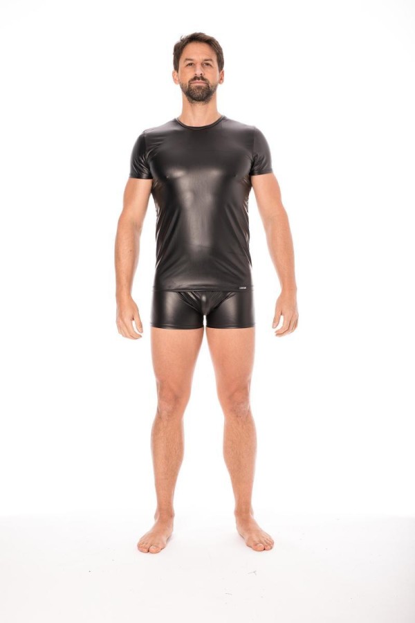 Schwarze Wetlook T-Shirt 2008-81 von Look Me kaufen | Fesselliebe