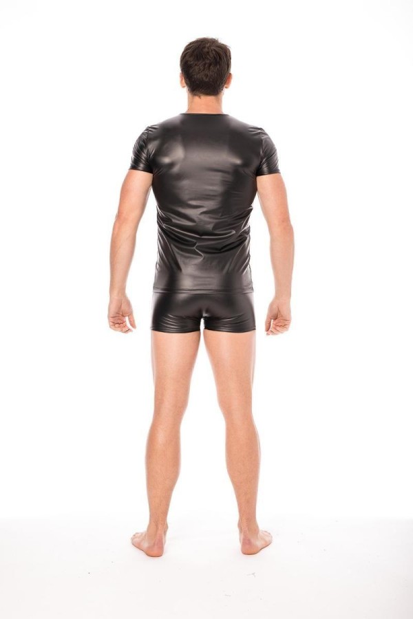 Schwarze Wetlook T-Shirt 2008-81 von Look Me kaufen | Fesselliebe