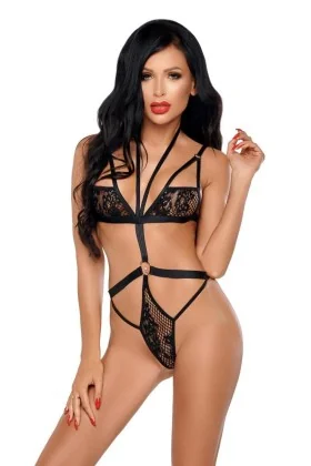 Schwarzer Stringbody Ms-B0172 von Meseduce Black Diamond Collection