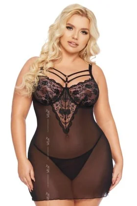 Schwarzes Chemise 1890 von Softline Plus Size Collection