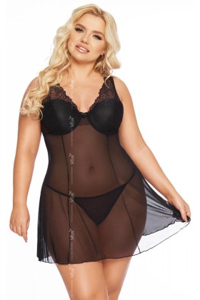 Schwarzes Chemise 1892 von Softline Pluse Size Collection kaufen | Fesselliebe