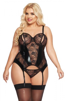 Schwarzes Strapshemd-Set 1897 von Softline Plus Size kaufen | Fesselliebe
