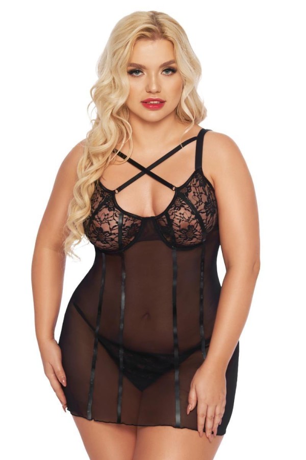 Schwarzes Chemise 1896 von Softline Pluse Size Collection kaufen | Fesselliebe