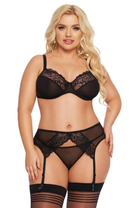 Schwarzes 3-Teiliges Set 1903 von Softline Pluse Size Collection kaufen | Fesselliebe