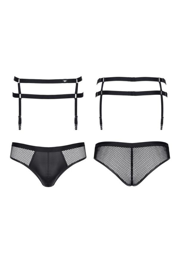 Slip + Strumpfhaltergürtel Crdset004 Schwarz von Regnes Fetish Planet Crossdresser Fetish Line kaufen | Fesselliebe