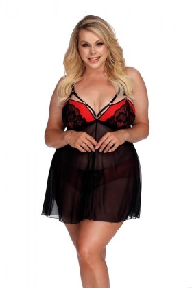 Schwarz/Rotes Babydoll Aa052937 von Anais Apparel Plus Size kaufen | Fesselliebe