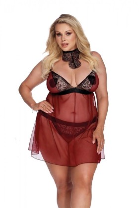 Rot/Schwarzes Chemise Aa052928 von Anais Apparel Plus Size kaufen | Fesselliebe