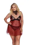 Rot/Schwarzes Chemise Aa052928 von Anais Apparel Plus Size kaufen - Fesselliebe