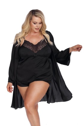 Schwarzer Morgenrock Aa053628 von Anais Apparel Plus Size kaufen | Fesselliebe