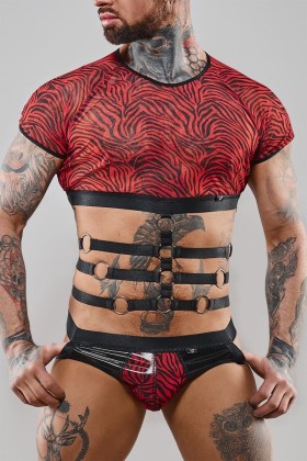 Harness T-Shirt Rerodrigo001 Schwarz/Rot von Rfp Razor’s Edge Kollektion kaufen | Fesselliebe