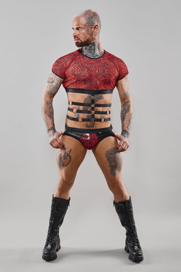 Harness T-Shirt Rerodrigo001 Schwarz/Rot von Rfp Razor’s Edge Kollektion kaufen | Fesselliebe