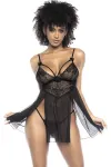 schwarzes Babydoll - MAL7502BLK kaufen - Fesselliebe