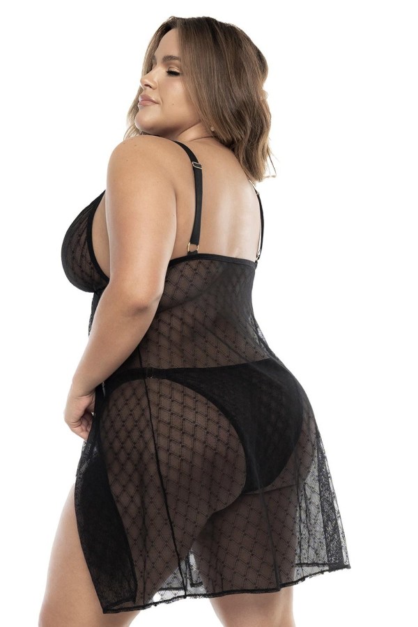Schwarzes Babydoll Plus Size - Mal7498xblk von Mapale kaufen | Fesselliebe