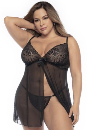 Schwarzes Babydoll Plus Size - Mal7501xblk von Mapale kaufen | Fesselliebe