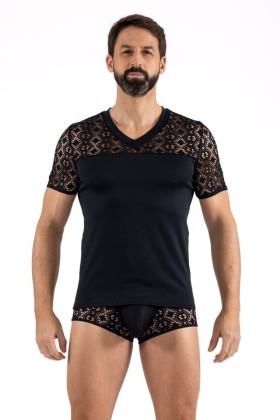 Schwarzer Herren T-Shirt 2407-81 von Look Me kaufen | Fesselliebe