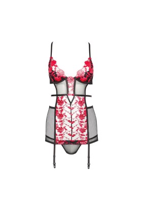 Evangelina Chemise schwarz-rot von Beauty Night Fashion kaufen | Fesselliebe