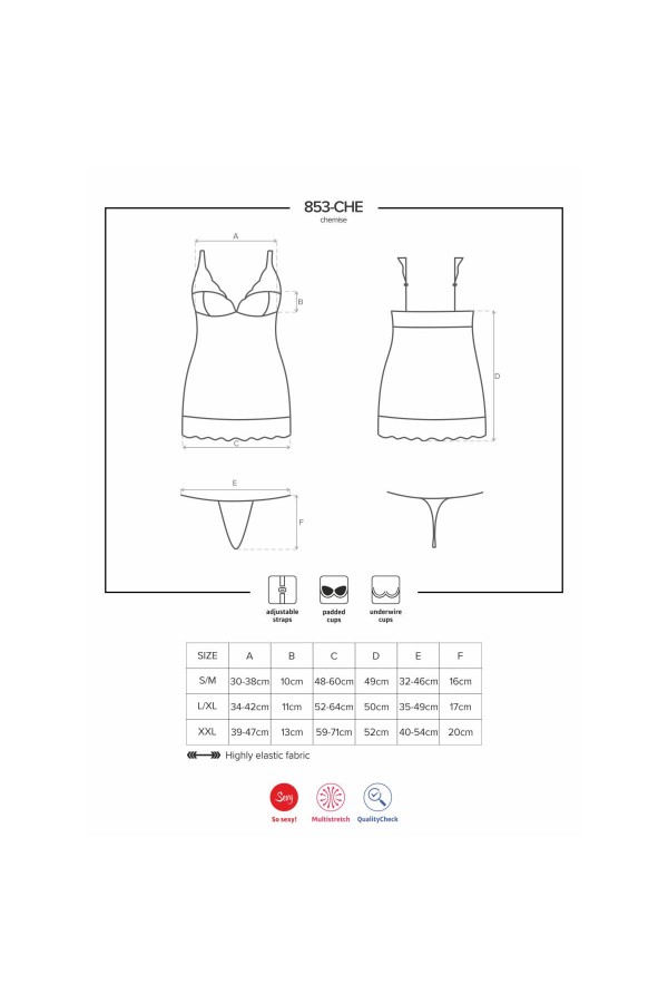 Chemise & Tanga rot 853-Che-3 von Obsessive kaufen | Fesselliebe