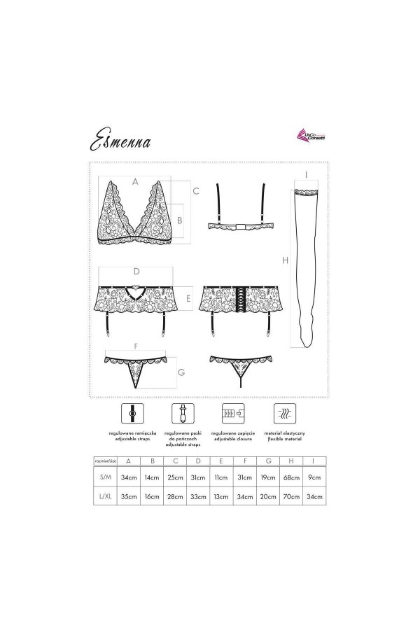 Esmenna 4er Set mit Strumpfgürtel And Strümpfen schwarz von LivCo Corsetti Fashion kaufen | Fesselliebe
