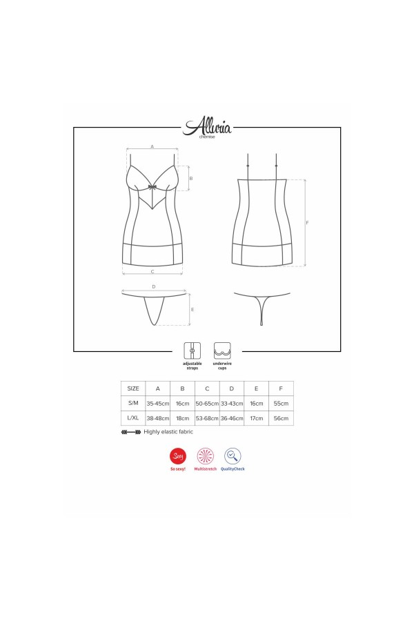 Alluria Chemise & Tanga schwarz von Obsessive kaufen | Fesselliebe