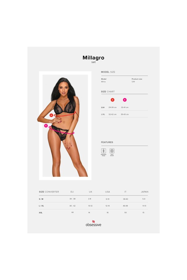 Millagro 2er Set schwarz von Obsessive kaufen | Fesselliebe