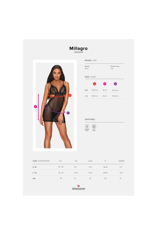 Millagro Chemise & Tanga schwarz von Obsessive kaufen | Fesselliebe