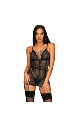 Basitta Chemise & Tanga schwarz von Obsessive